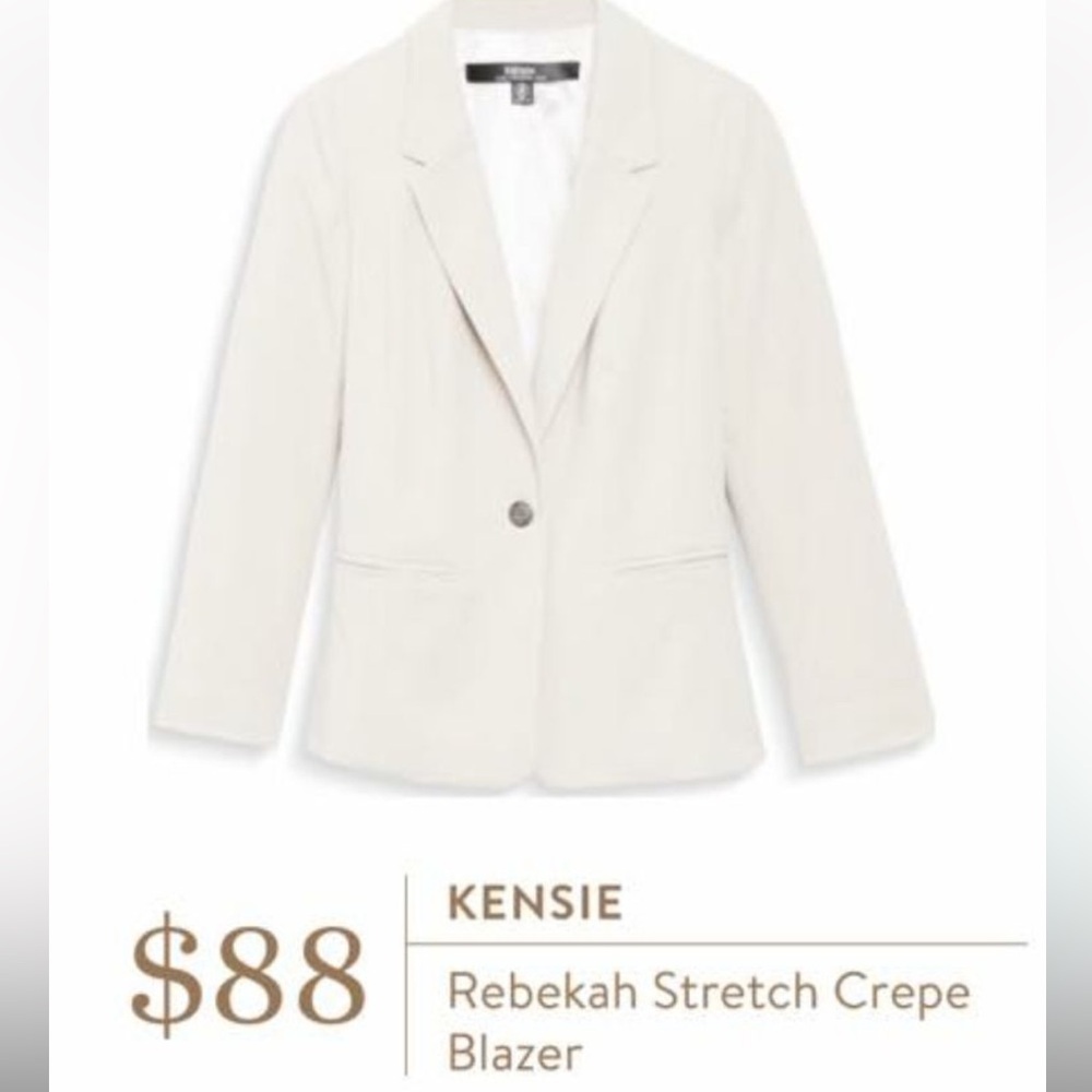 EUC Kensie Rebekah Cream Stretch Crepe Blazer